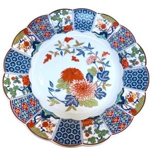TONO Imari Ware Dinner Plate 10” Scalloped Rim Floral Japan Vintage